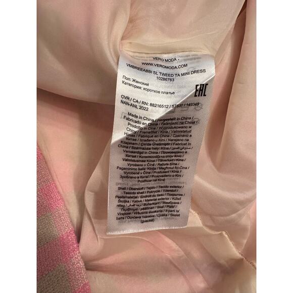 Vero Moda Women's Pink/Cream Gingham Gold Button Dress Short Zip Up Size 8 US - Picture 7 of 8